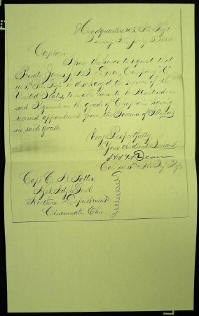 Letter Requesting Rank Change for James J.A.T. Dixon